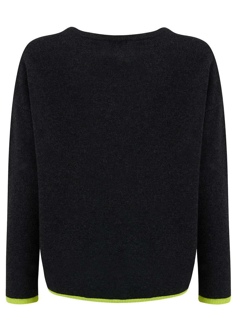 JUMPER 1234 Neon Stripe Cashmere Jumper Charcoal