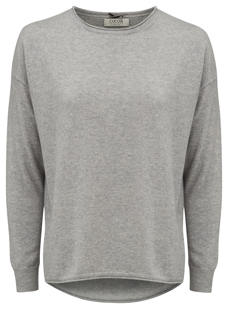 COCOA CASHMERE Hotfix Curved Hem Jumper Grey & Copper