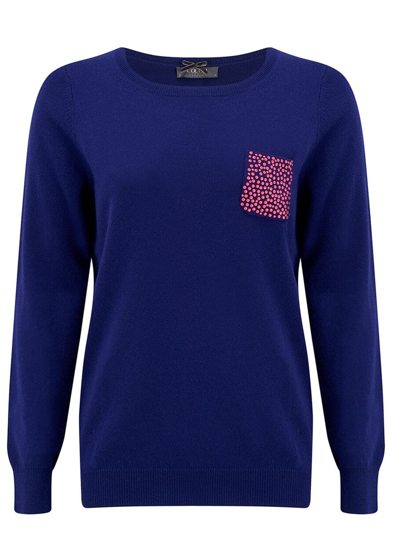 COCOA CASHMERE Stud Pocket & Elbow Jumper French Navy