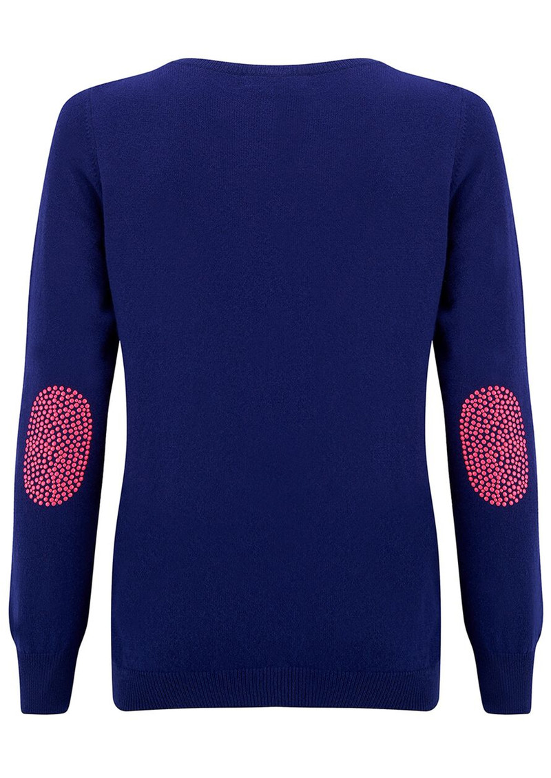 COCOA CASHMERE Stud Pocket & Elbow Jumper French Navy