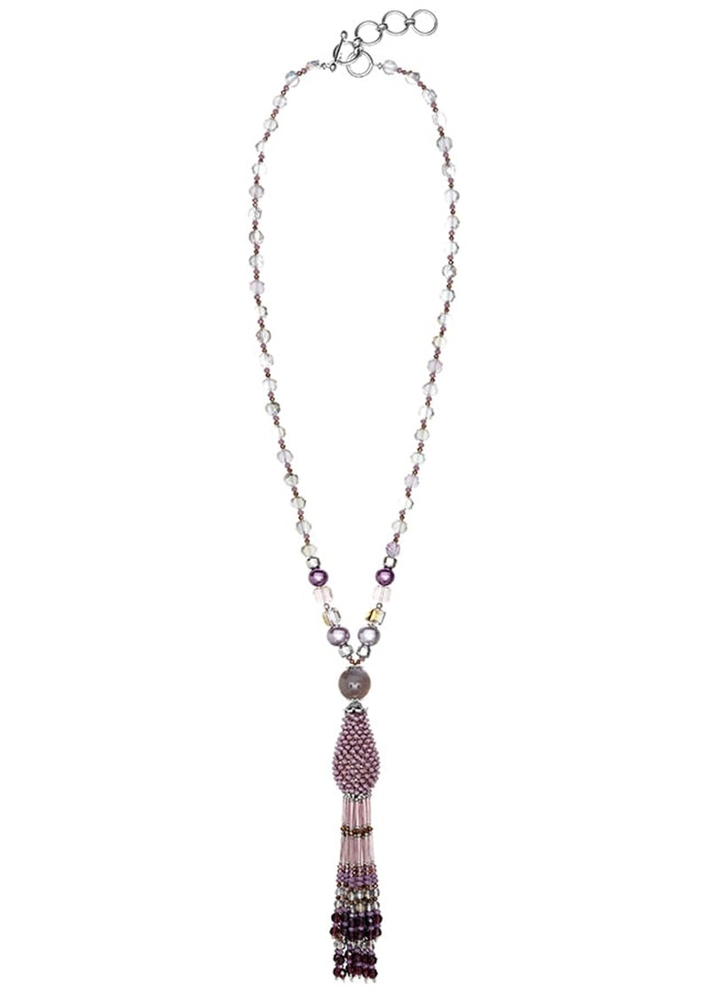 Butterfly Classic Tassel Necklace Plum