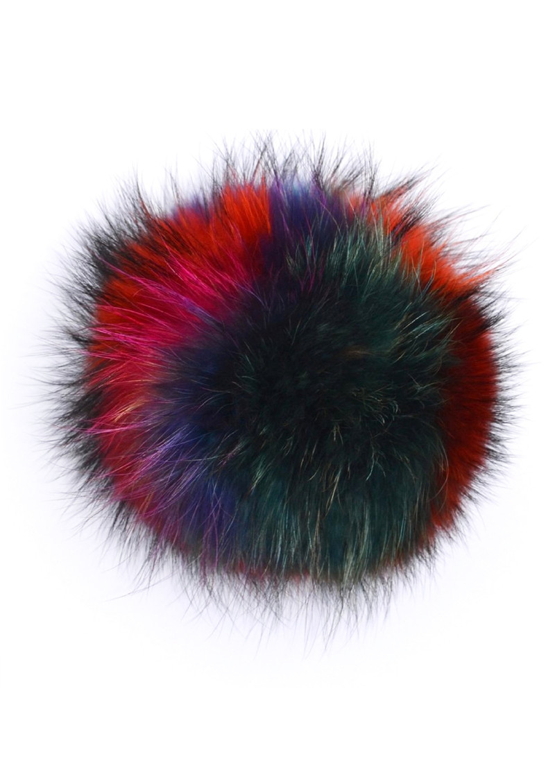 multi coloured fur bobble hat