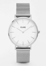 CLUSE La Boheme Mesh Watch - Silver & White