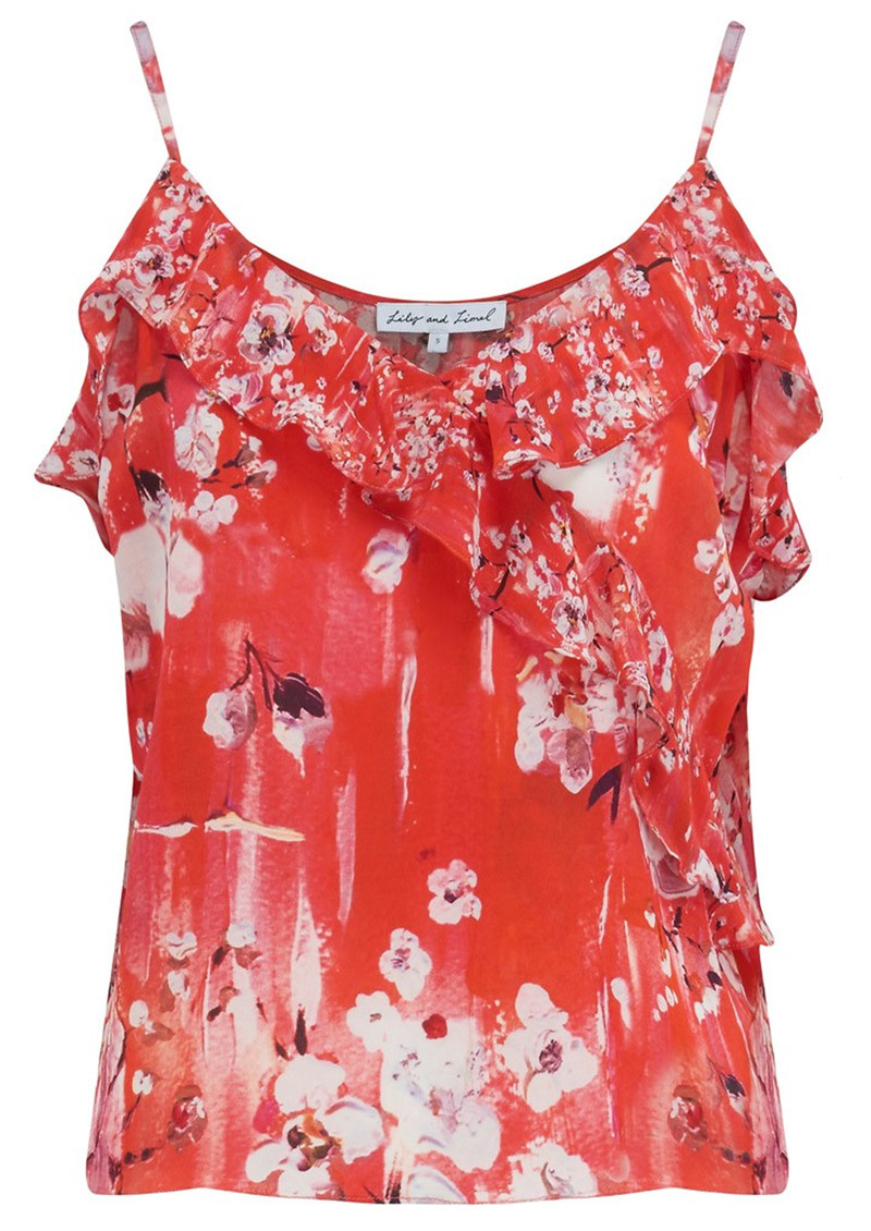 Lily and Lionel Winnie Silk Ruffle Cami Ruby Red