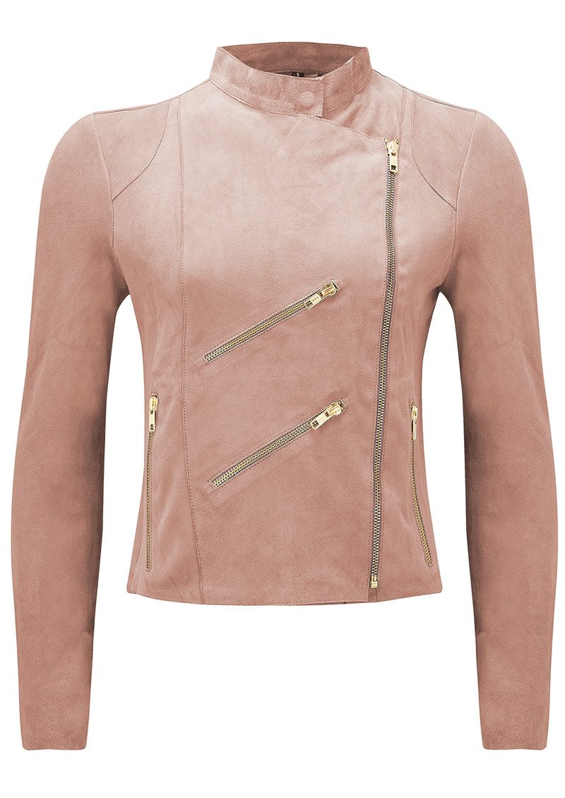 baby pink suede jacket