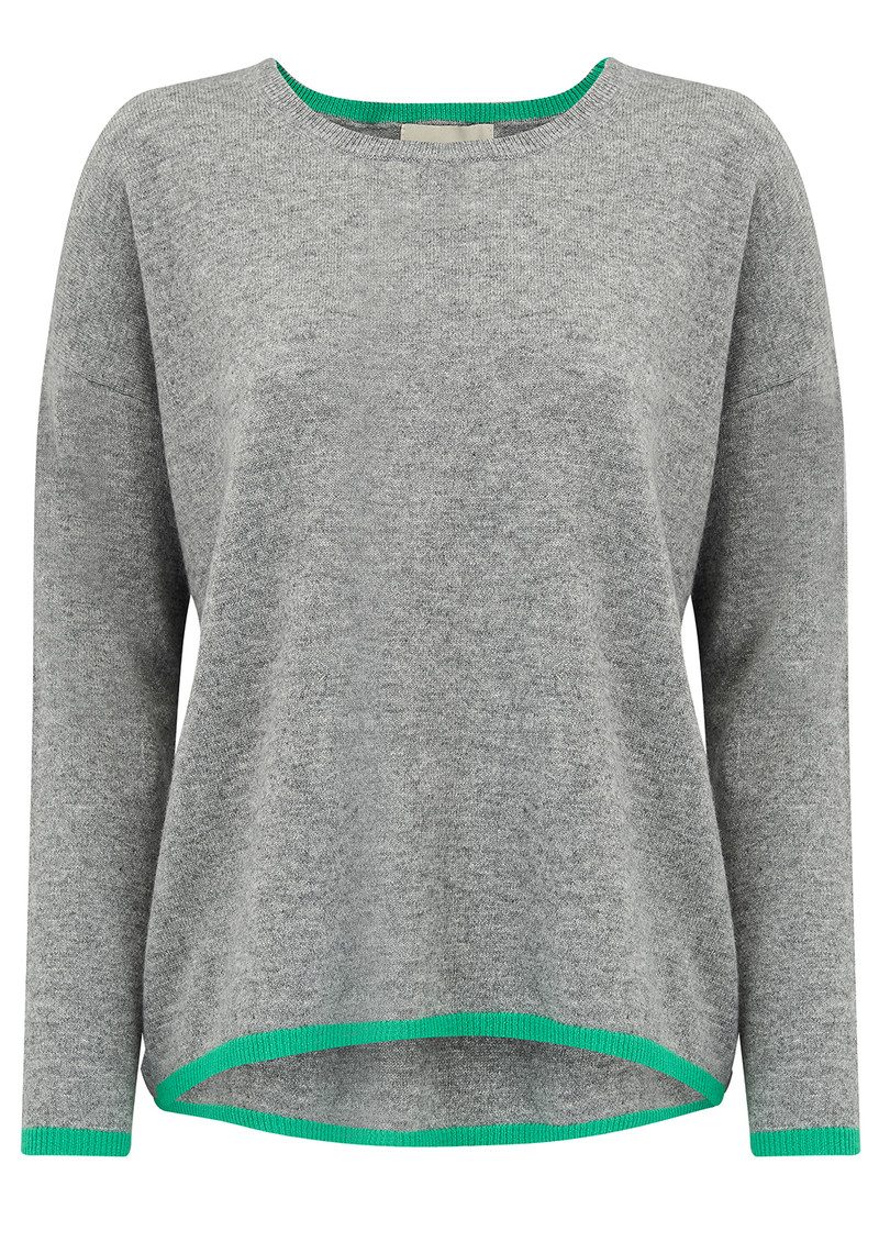 JUMPER 1234 Neon Stripe Cashmere Jumper - Mid Grey & Green