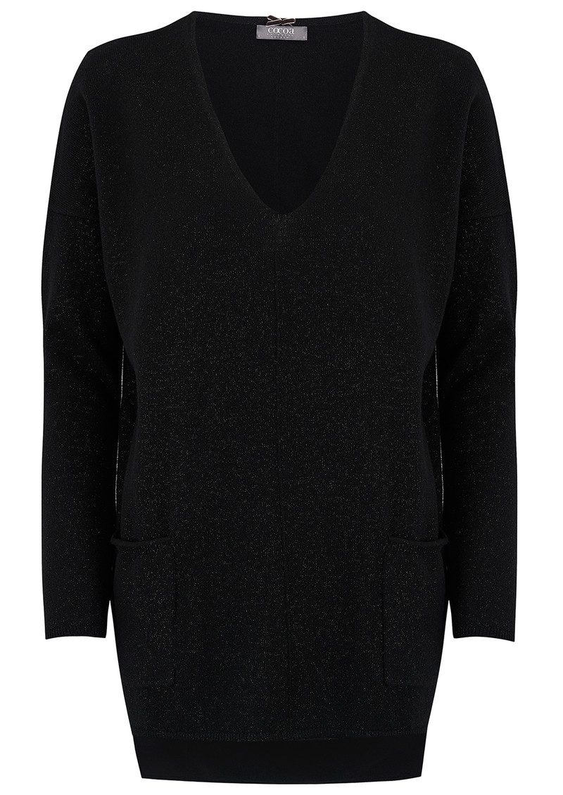 COCOA CASHMERE Boxy Lurex Cashmere Sweater Black