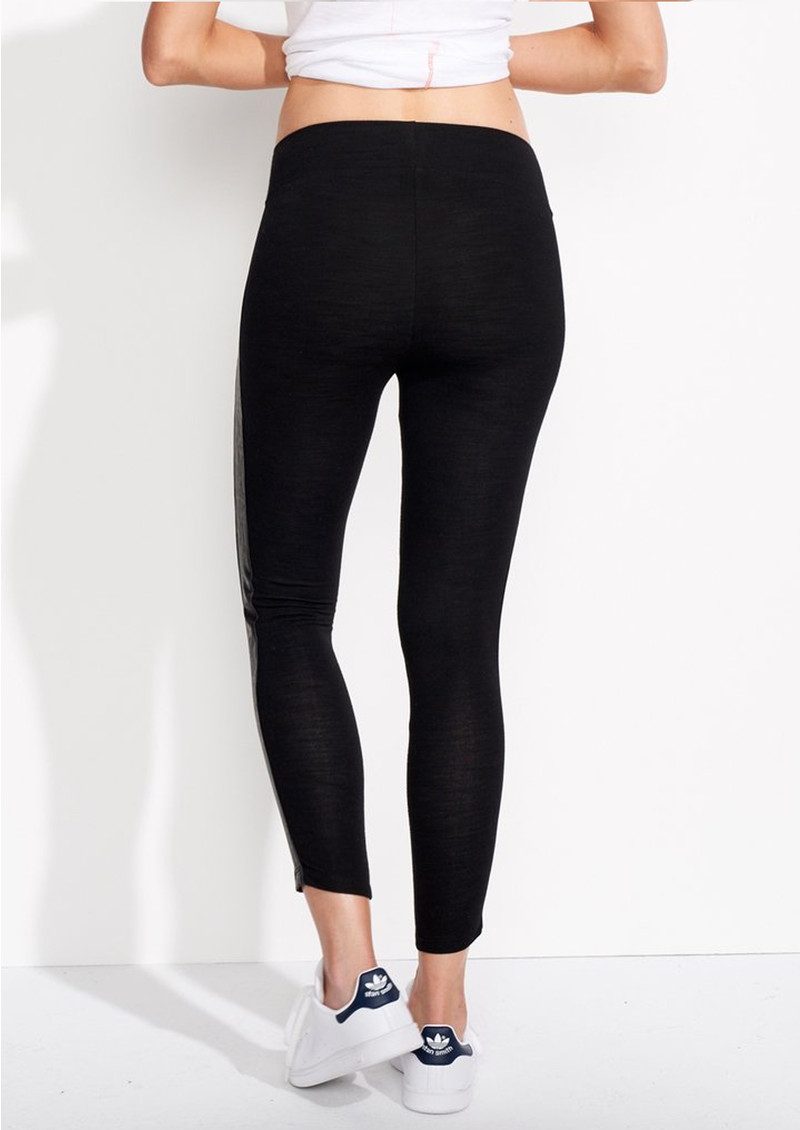 SUNDRY Faux Leather Block Yoga Pants Black