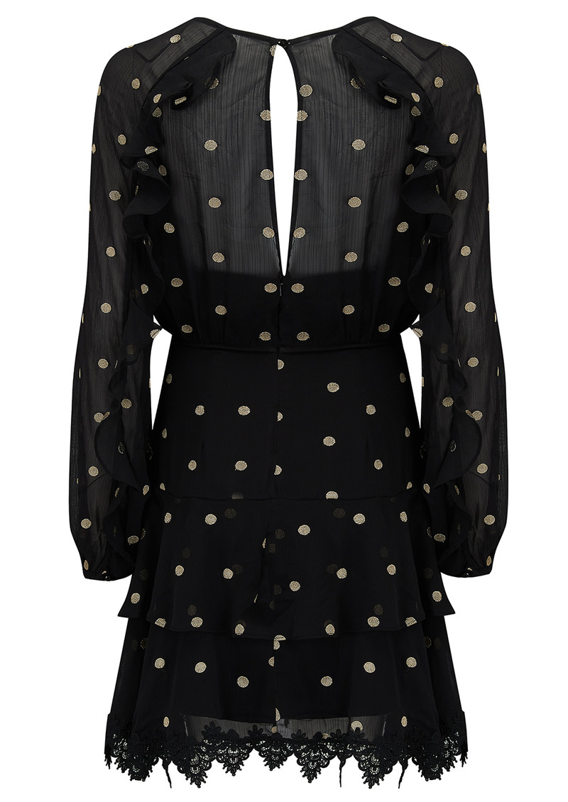 black and gold spot dress