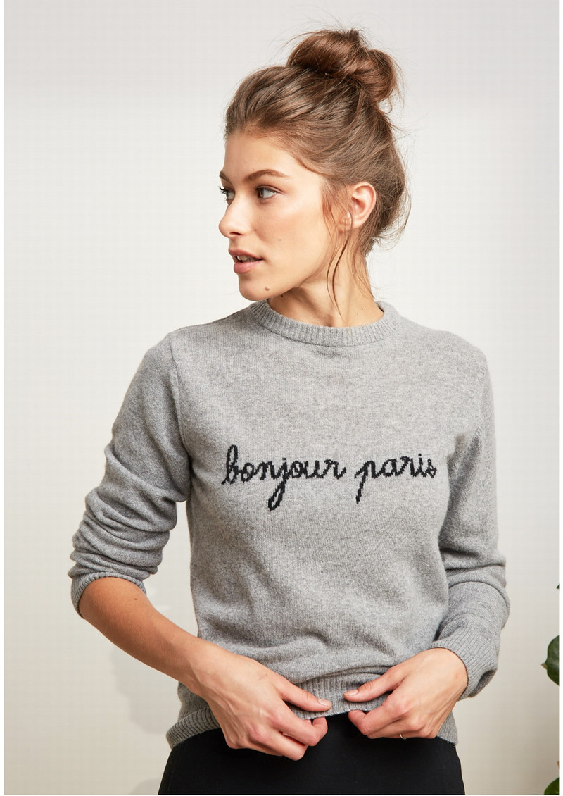 Maison Labiche Bonjour Paris Sweater Heather Grey