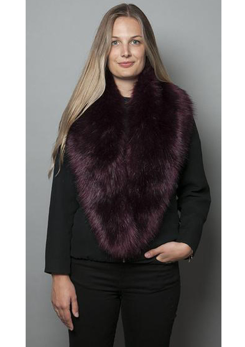 burgundy faux fur shawl