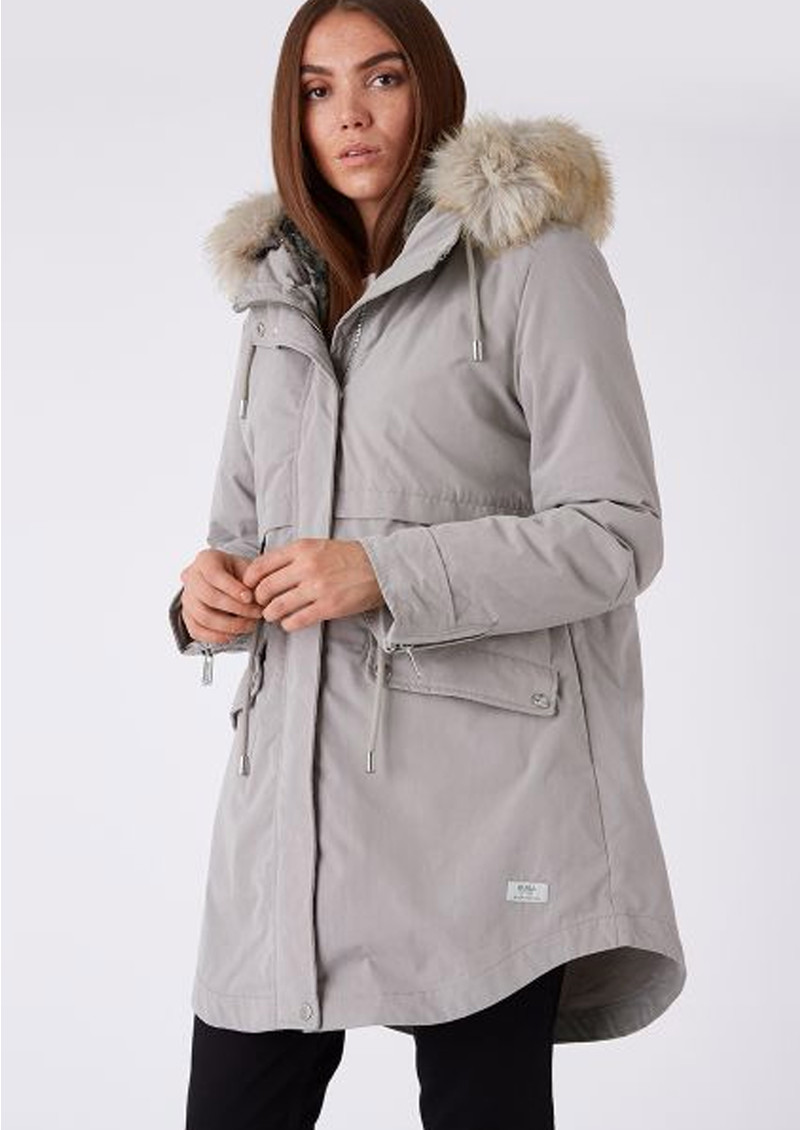 PARKA LONDON Caversham Faux Fur Lined Parka - Soft Grey