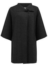 HARRIS WHARF Kimono Mantle Coat - Black