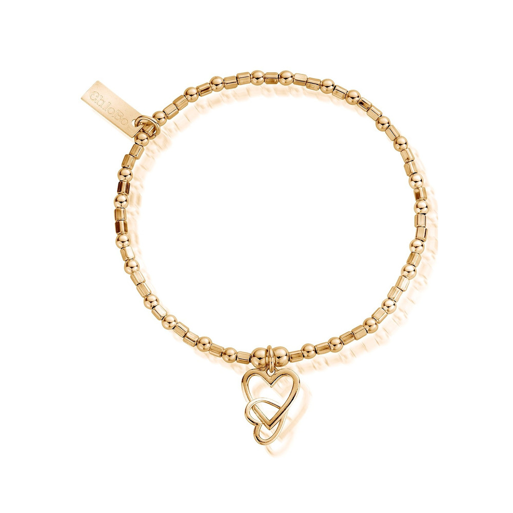 Chlobo Women's Gold Mini Cube Interlocking Heart Bracelet