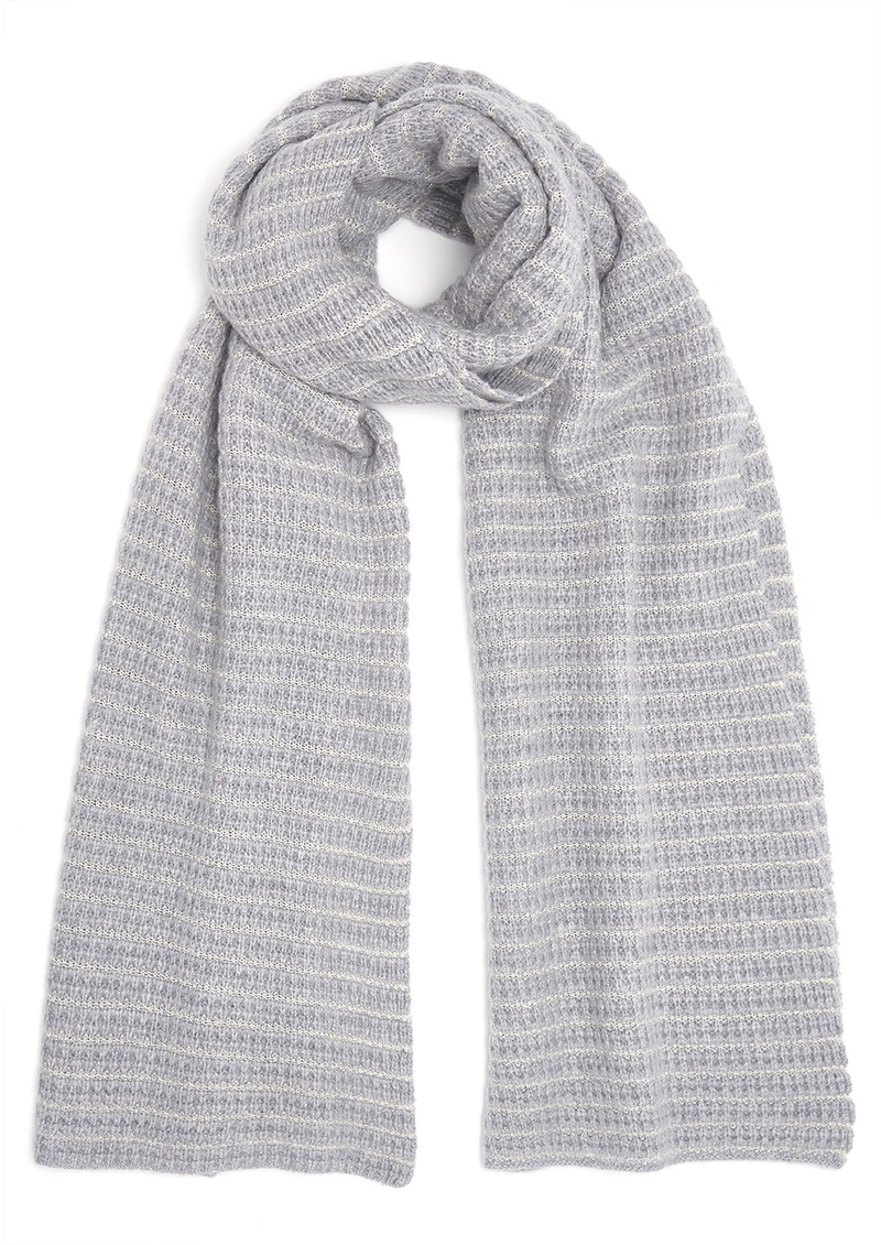 COCOA CASHMERE Lurex Textured Cashmere Scarf Grey & Cream