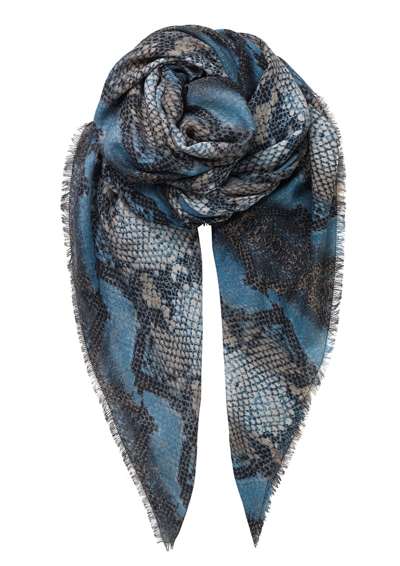 Becksondergaard Sigrid Snake Silk Mix Scarf Blue