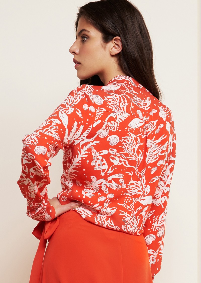 FABIENNE CHAPOT Lily Lou Printed Blouse Cool Coral