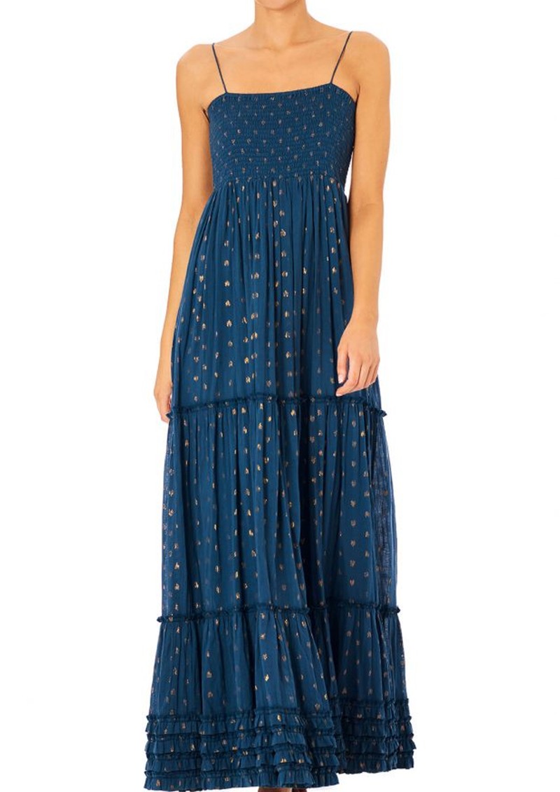 M.A.B.E Livia Frill Cotton Maxi Dress Navy