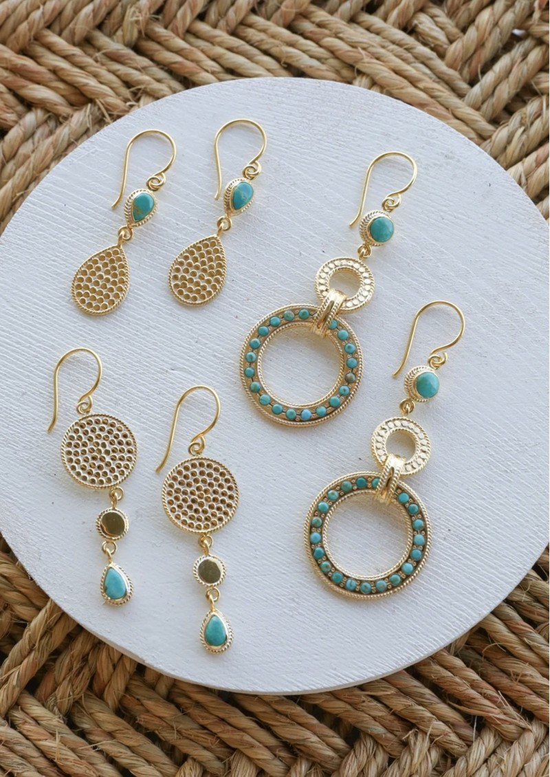 ANNA BECK Solstice Turquoise Double Teardrop Earrings Gold