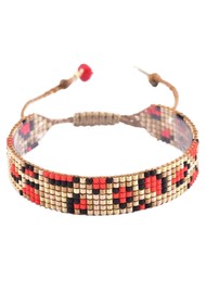 MISHKY Panthera Beaded Bracelet - Gold & Red