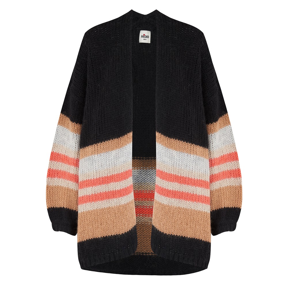 ME369 Luca Striped Cardigan - Black