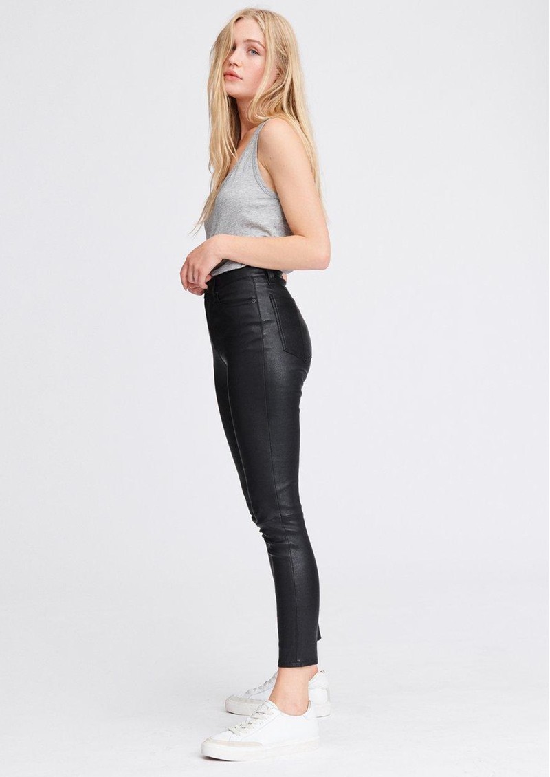 RAG & BONE Nina High Rise Ankle Skinny Leather Jeans - Black