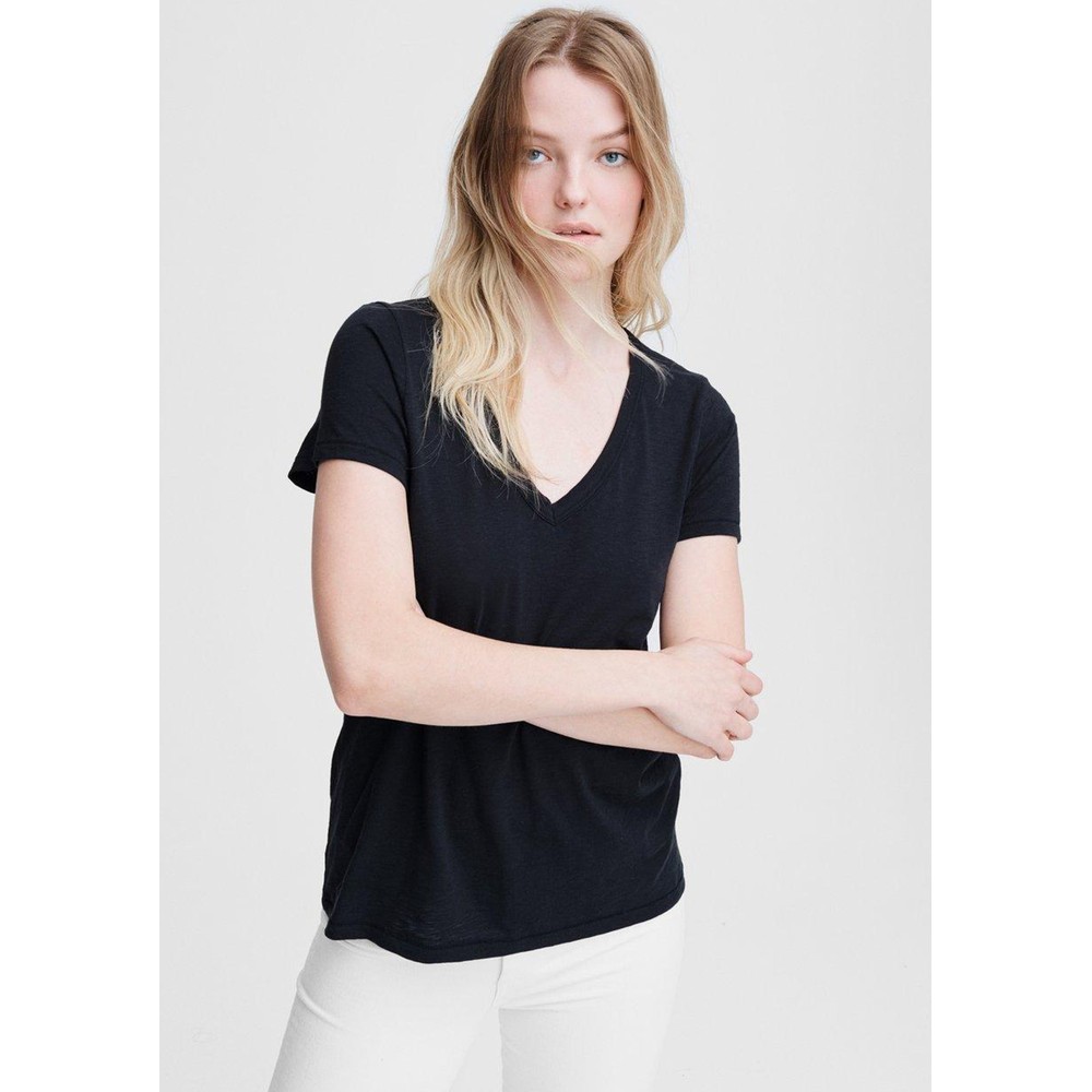 RAG & BONE The Slub Vee Top -  Black