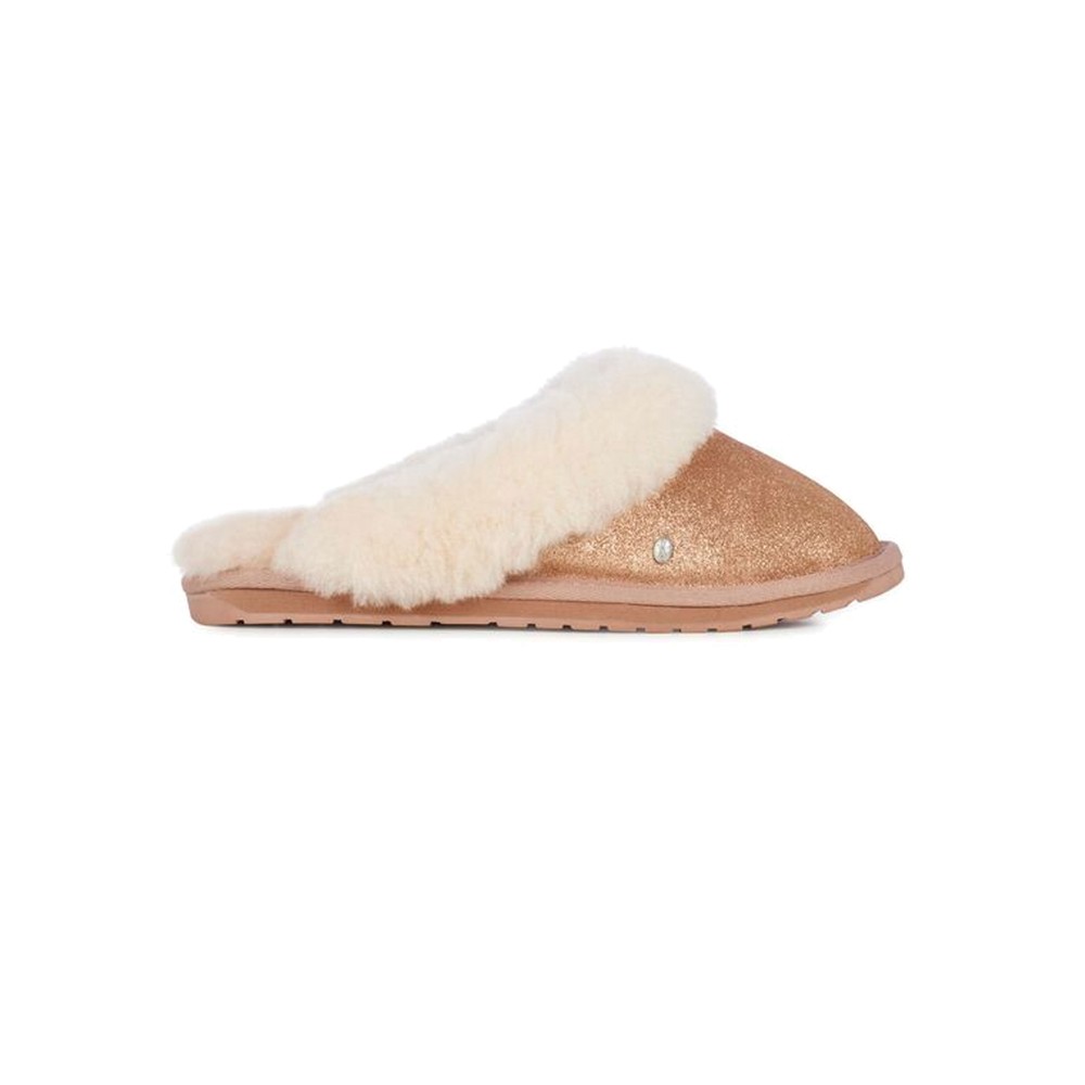 Metallic sheepskin slippers clearance