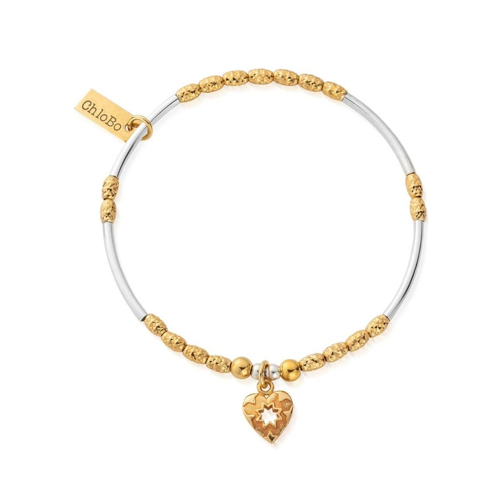 Chlobo Women's Gold/Silver Star Heart Bracelet - &
