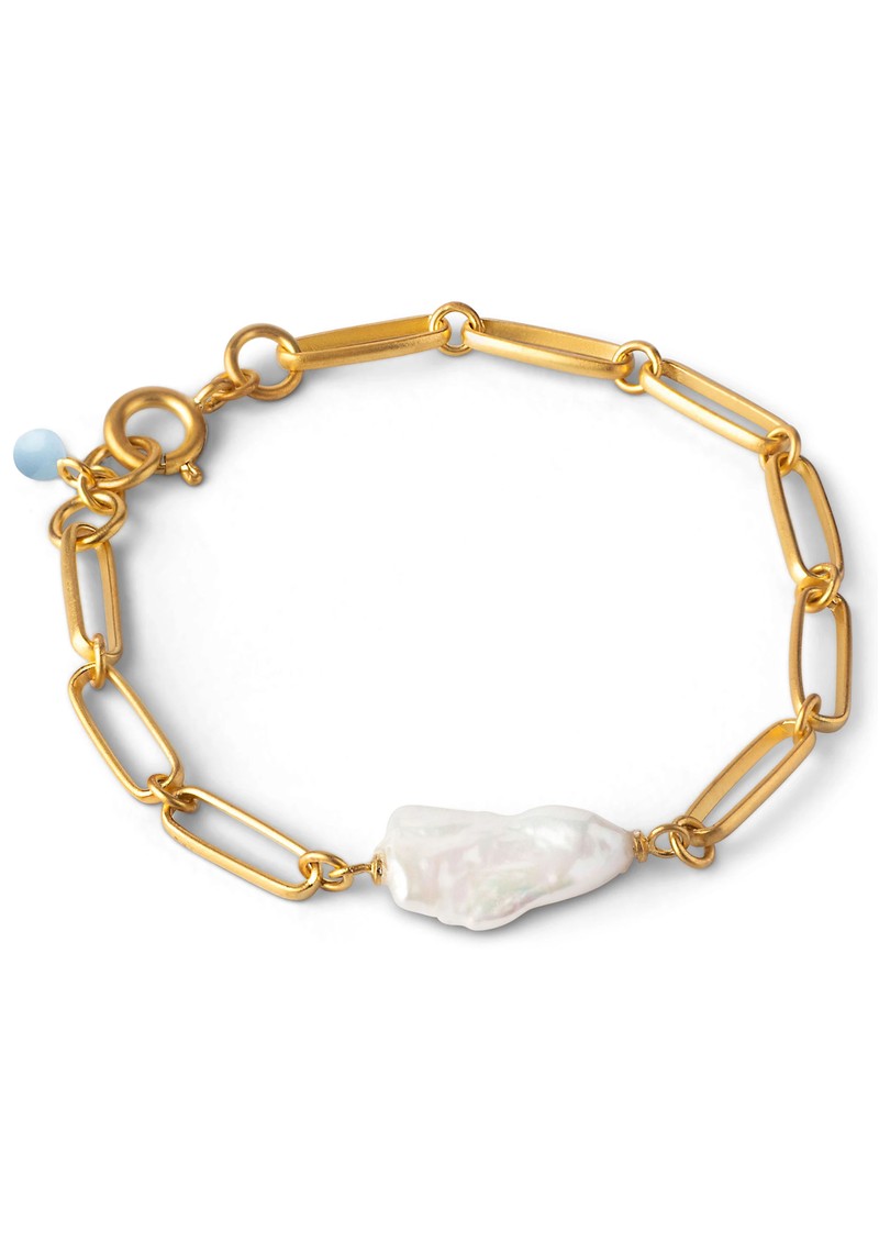 ENAMEL COPENHAGEN Viola Fresh Water Pearl Chain Bracelet Gold