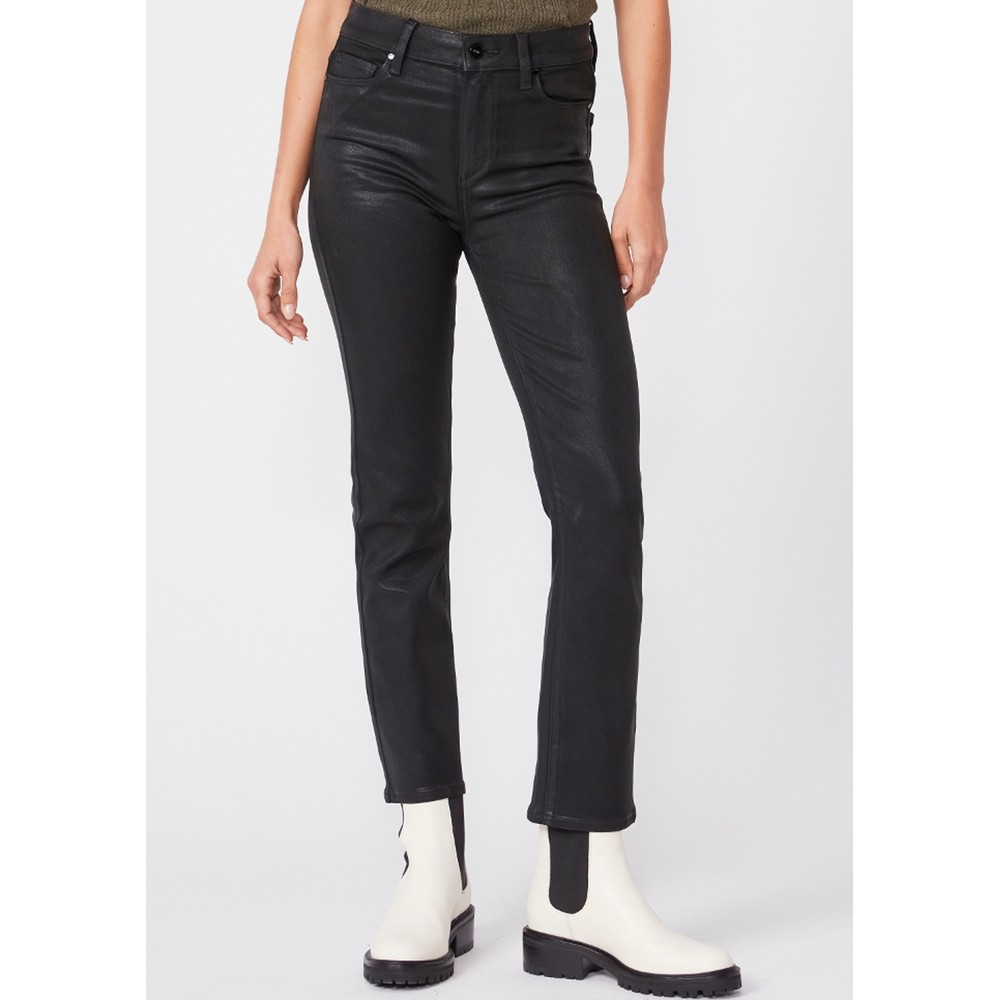 Paige Denim Women's Black Cindy Ultra High Rise Straight Ankle Coated Jean - Fog Luxe