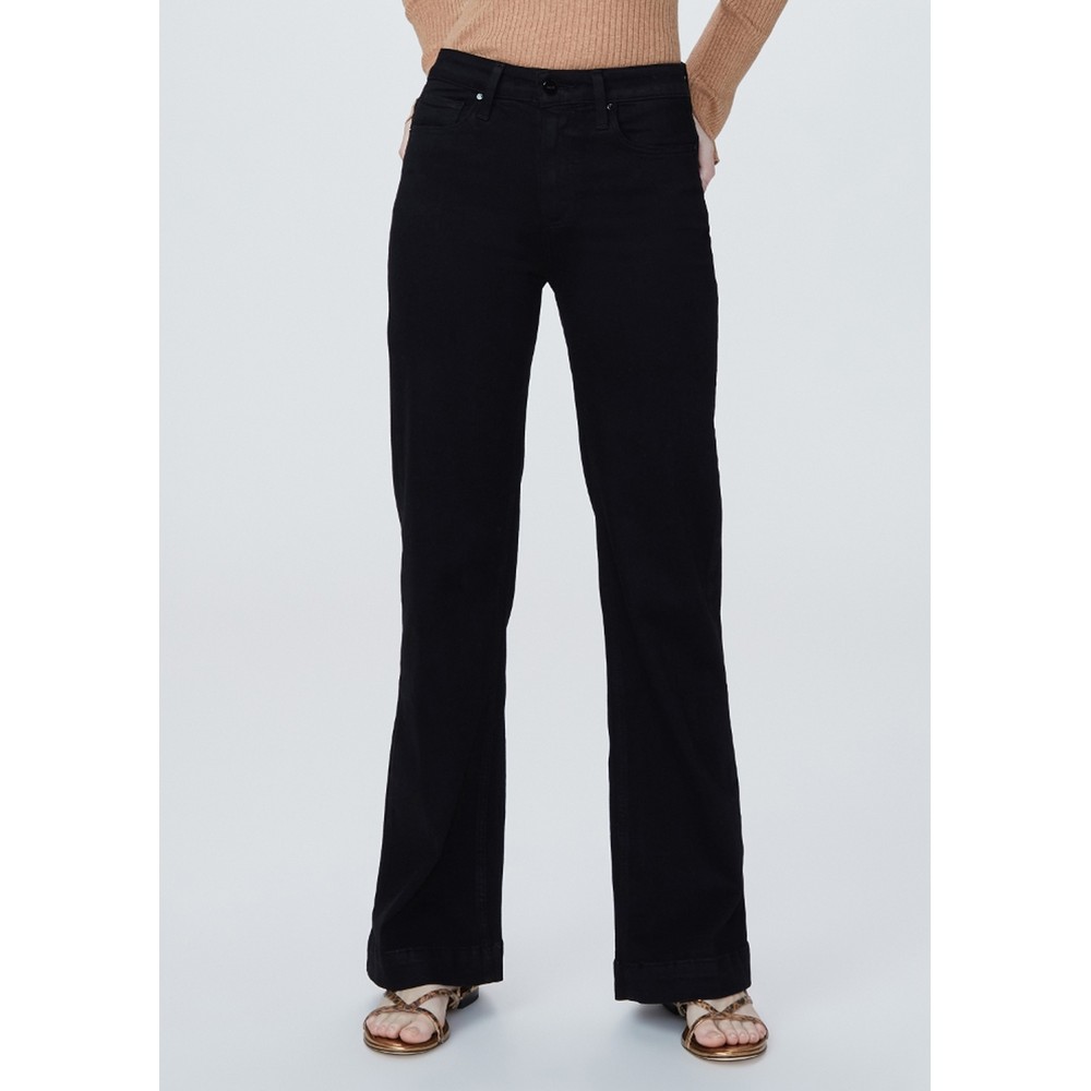 Paige Denim Women's Black Leenah 32" High Rise Wide Leg - Shadow