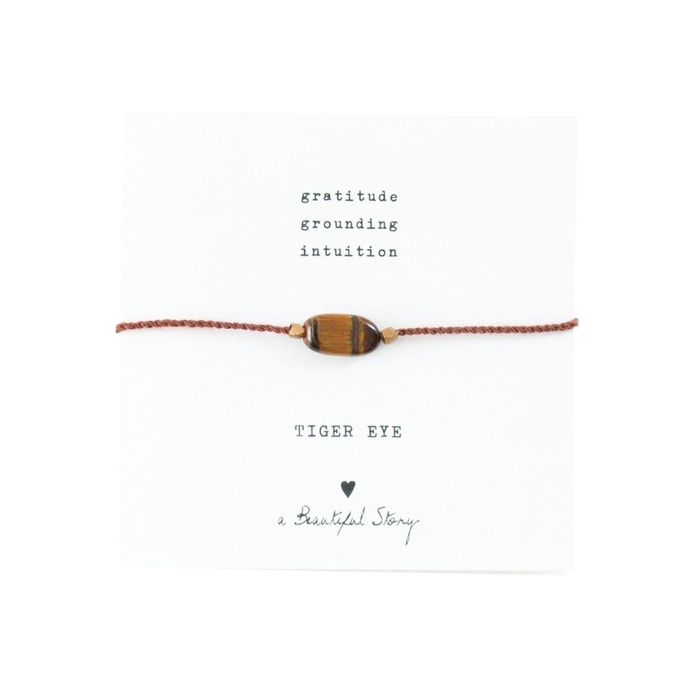 A Beautiful Story Women's Cream Gemstone Bracelet Card - Tiger Eye