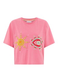 HAYLEY MENZIES Sun Wink Embellished Crop T-Shirt - Acid Wash Pink