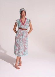 POUPETTE ST BARTH midi dress sasha - aqua batik