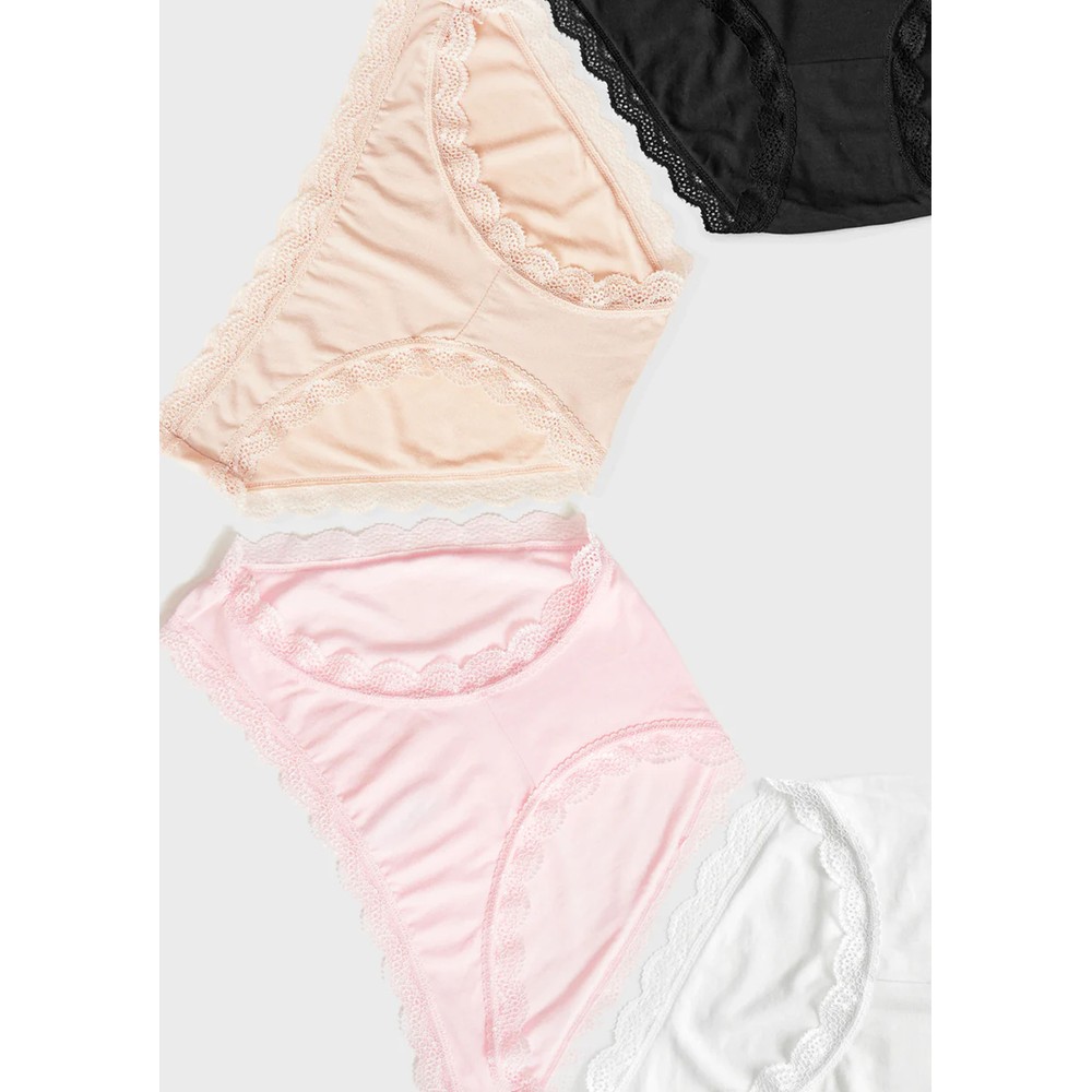 Stripe & Stare Women's Black/Pink/White Brief Set 4 - Sand/Multi