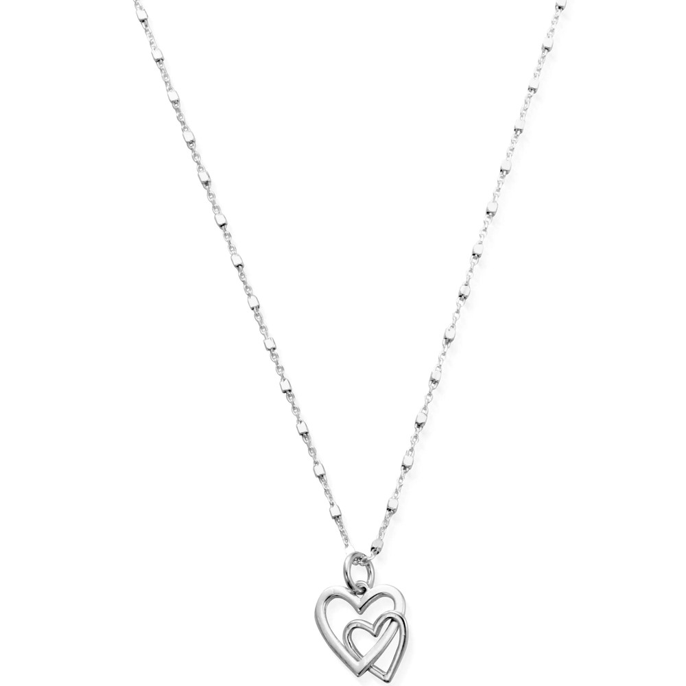 Chlobo Women's Silver Interlocking Love Heart Necklace