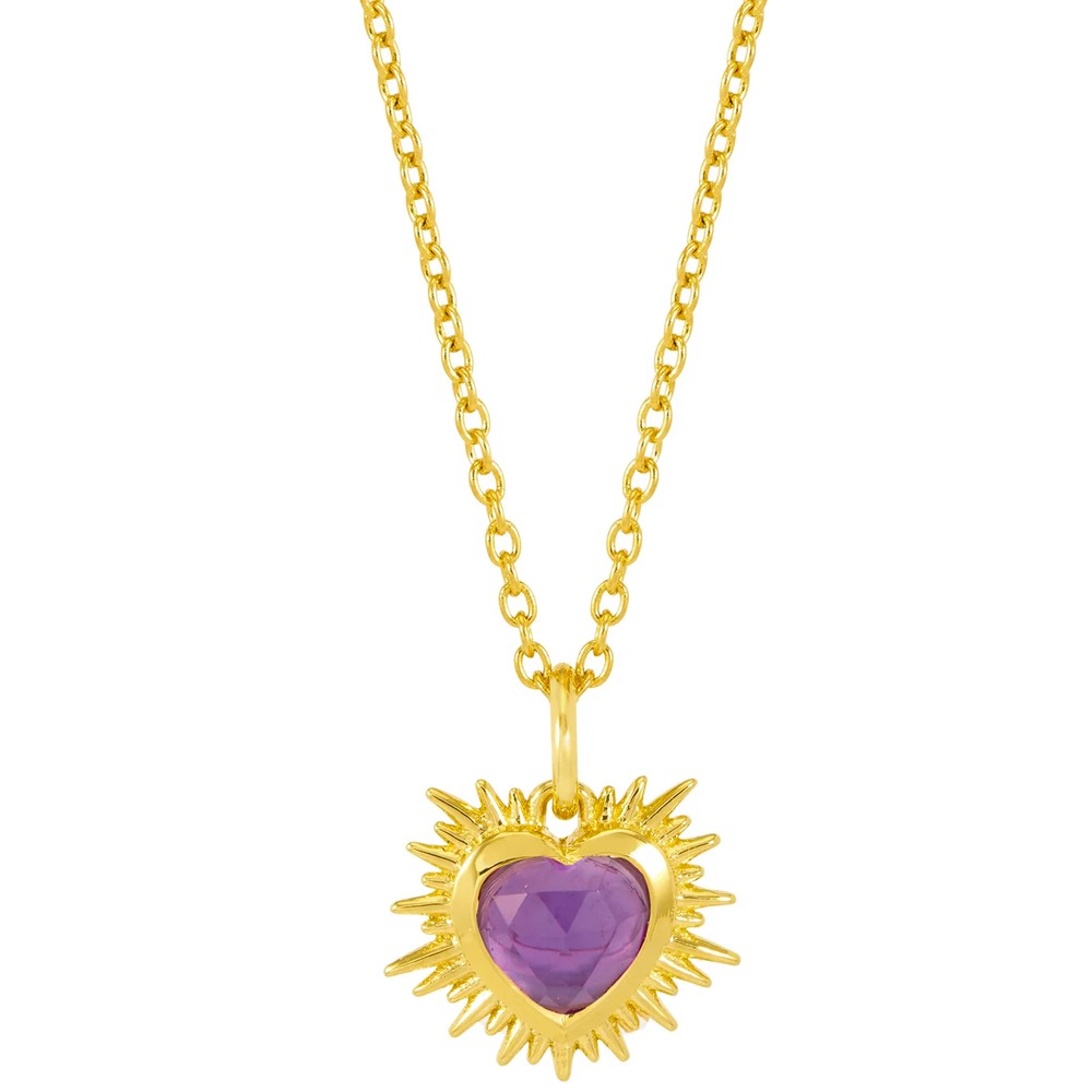 RACHEL JACKSON Electric Love February Birthstone Heart Necklace - Amethyst
