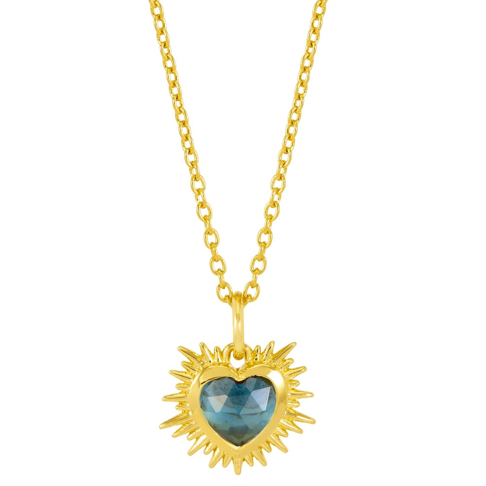 Rachel Jackson Women's Blue Electric Love December Birthstone Heart Necklace - Topaz