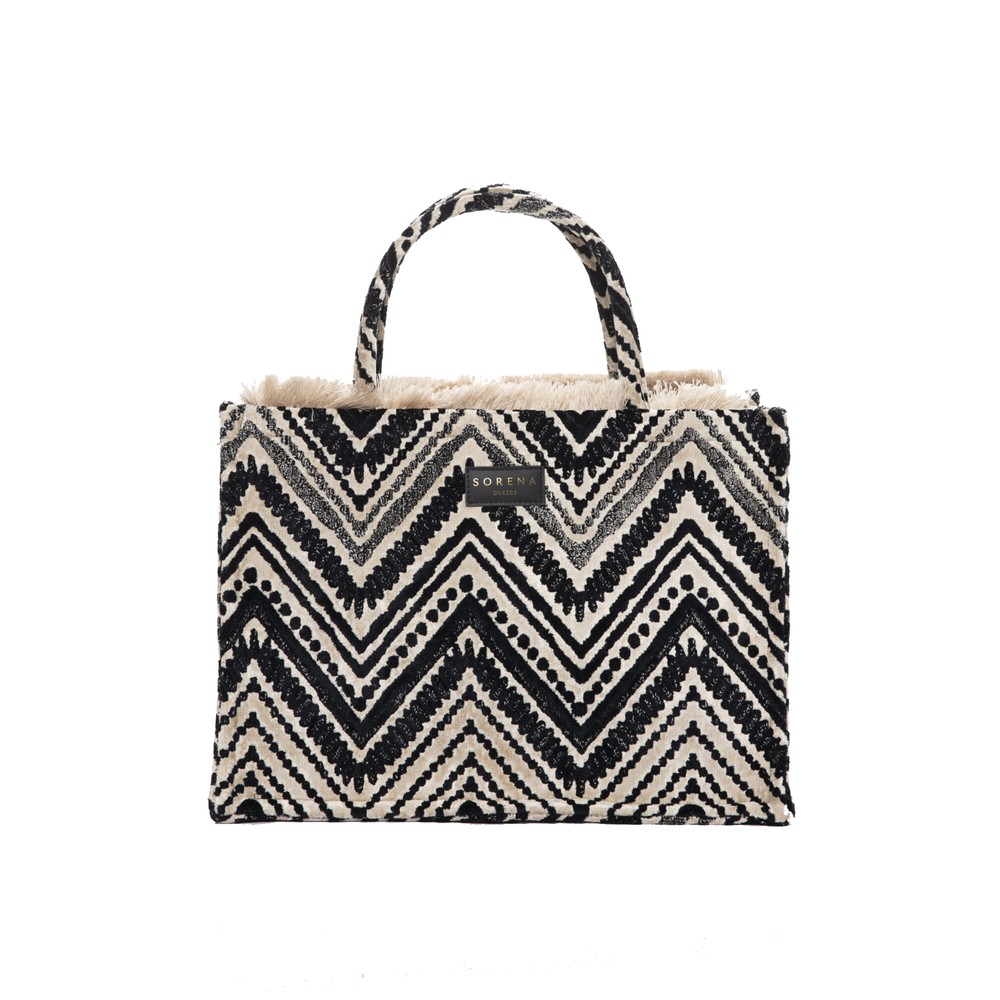 SORENA Koufonisi tote bag - Black and cream