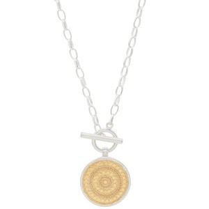 Dotted Circle Toggle Necklace - Gold/Silver