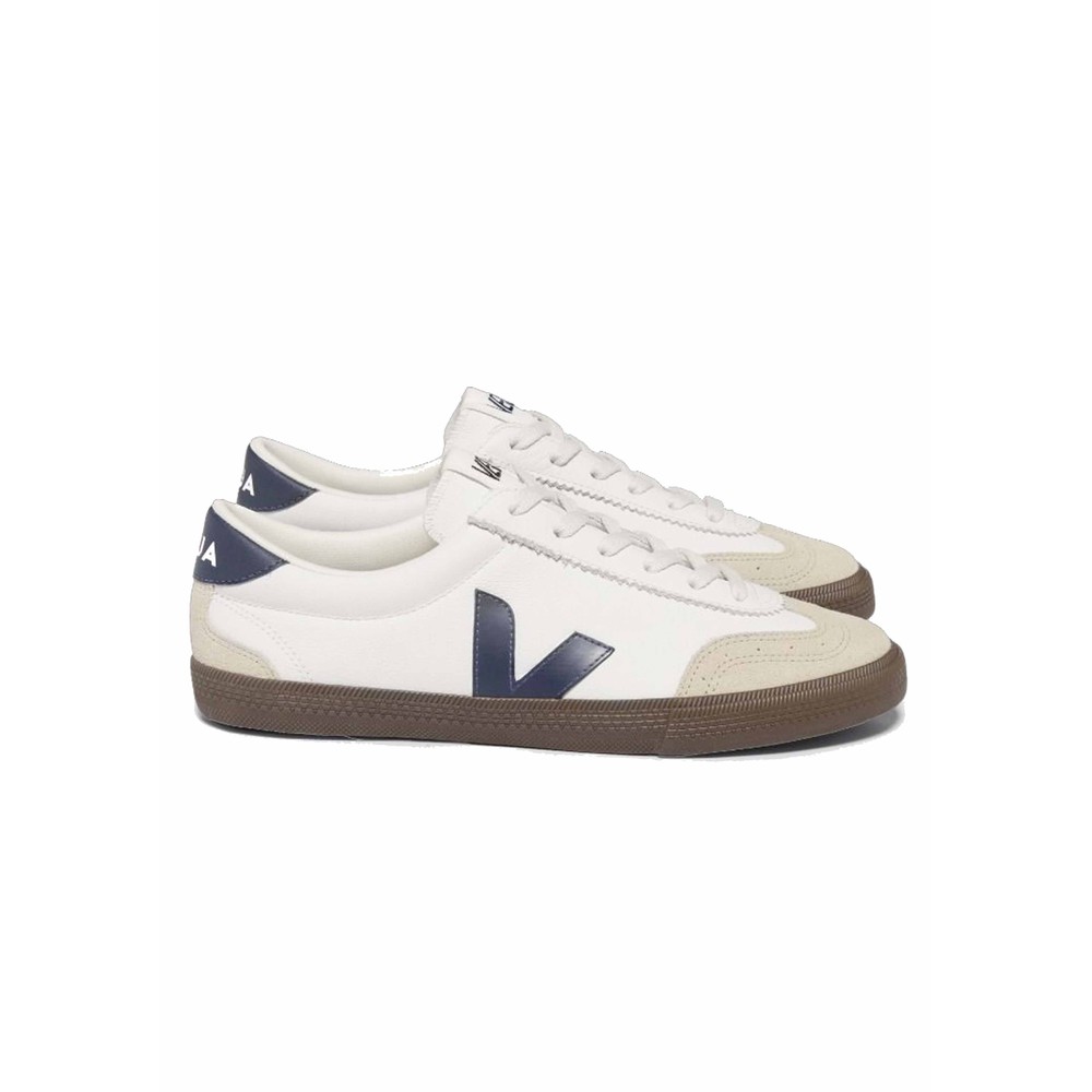 Veja Women's White Volley Leather Trainer - /Nautico/Bark