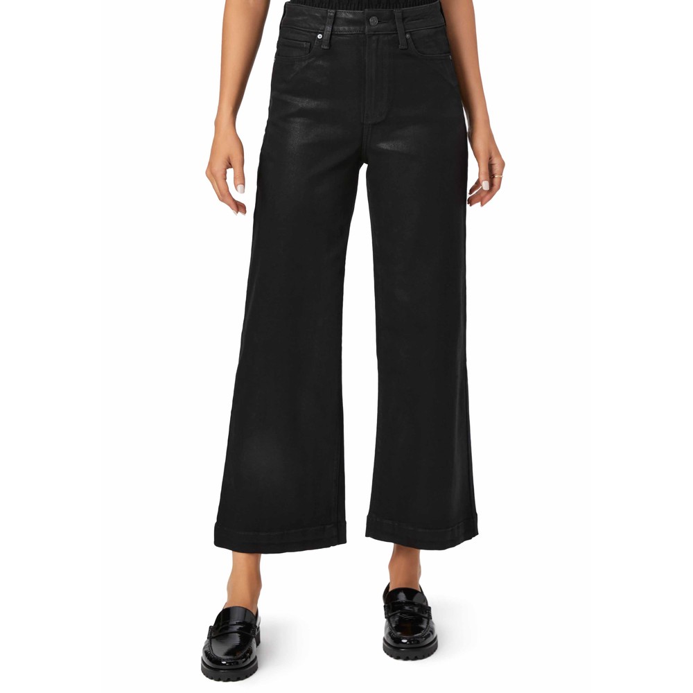 Paige Denim Anessa High Rise Wide Leg Luxe Coated Jean - Black Fog