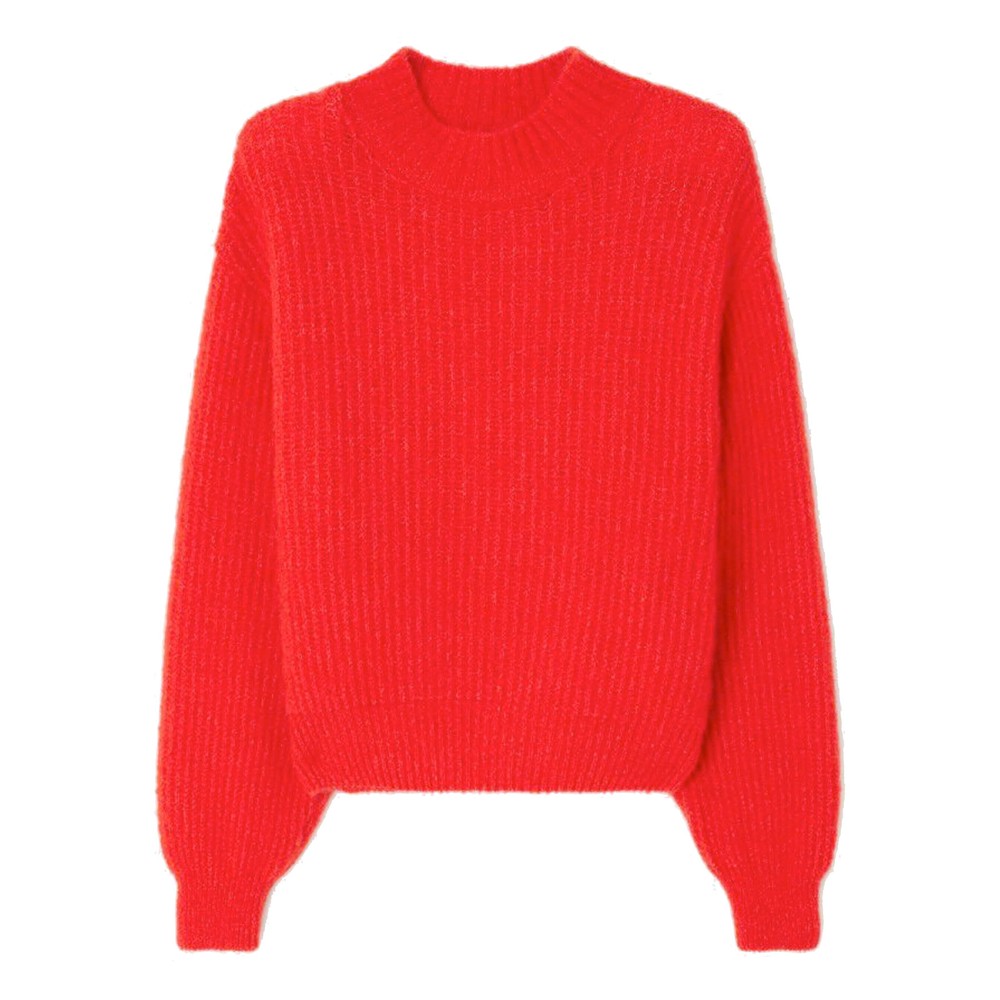 ニット/セーター Ameri VINTAGE - Ameri VINTAGE BACK TUCK KNIT American Vintage East Ribbed Collar Jumper - Chilli Pepper