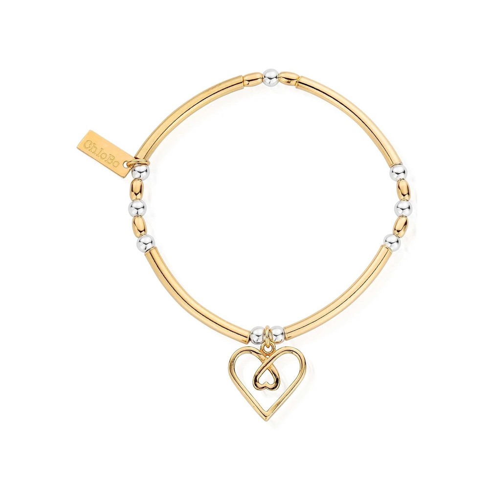 Chlobo Women's Gold/Silver Divine Love Heart Bracelet
