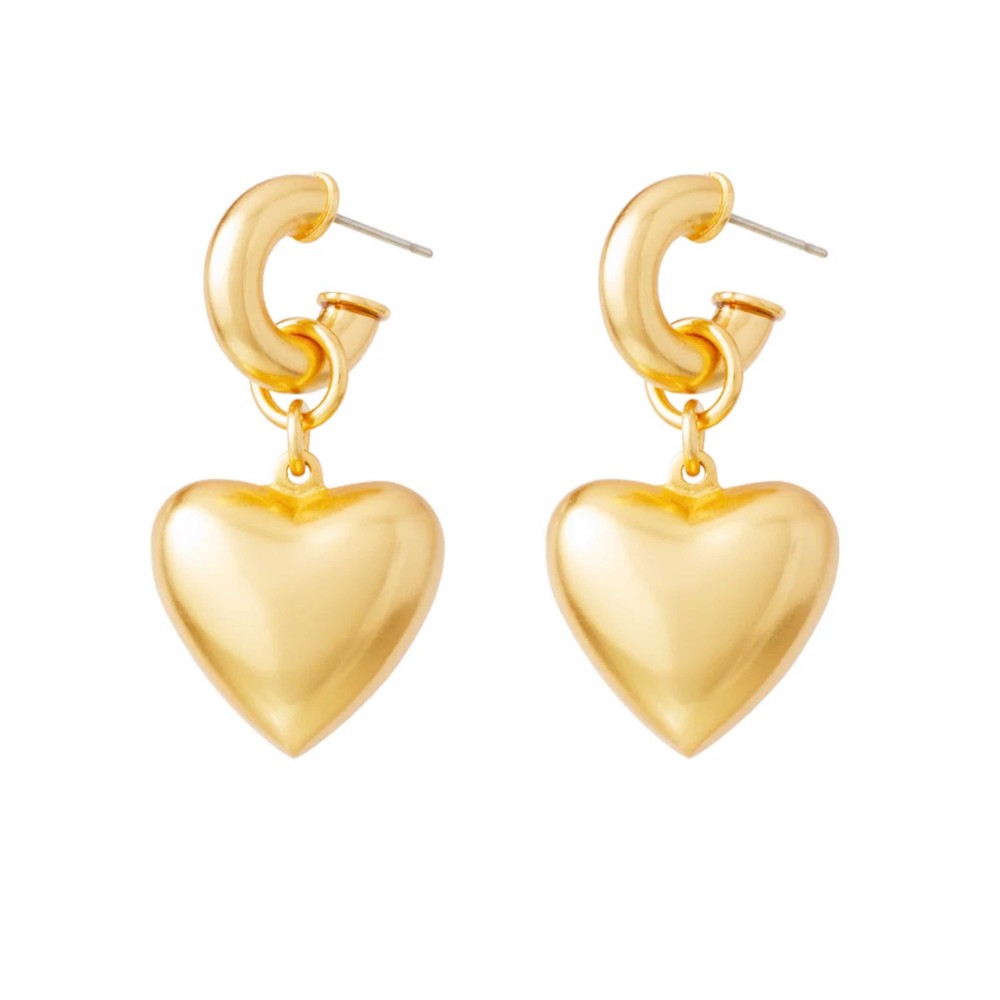 Roxanne Assoulin Women's Gold Heart & Soul Puffy Earrings