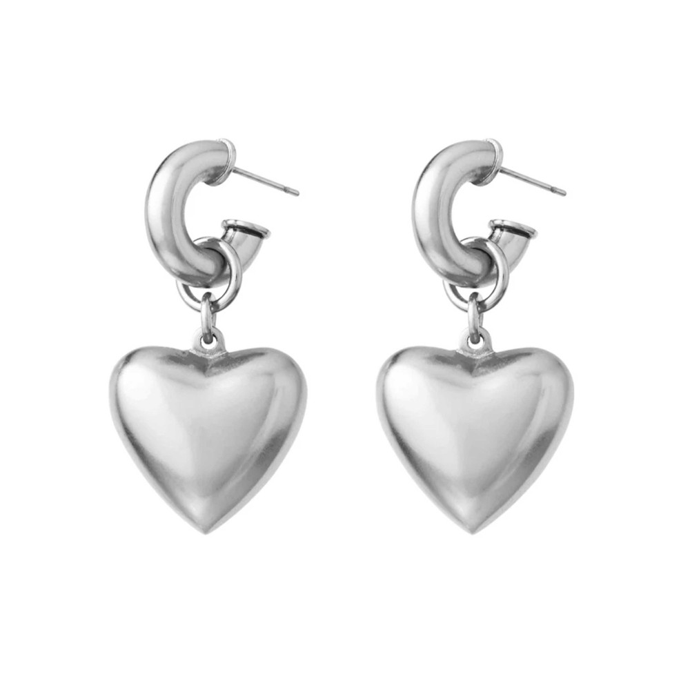 Roxanne Assoulin Women's Silver Heart & Soul Puffy Earrings