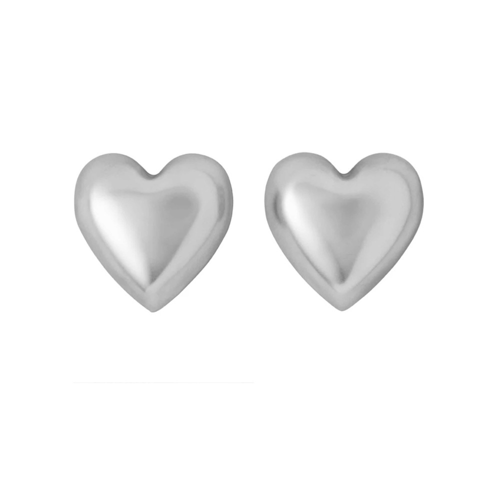 Roxanne Assoulin Women's Silver Puffy Heart Stud Earrings