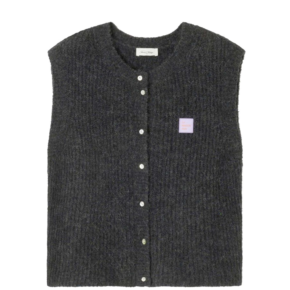 American Vintage Women's Grey East Sleeveless Cardigan - Charcoal Melange