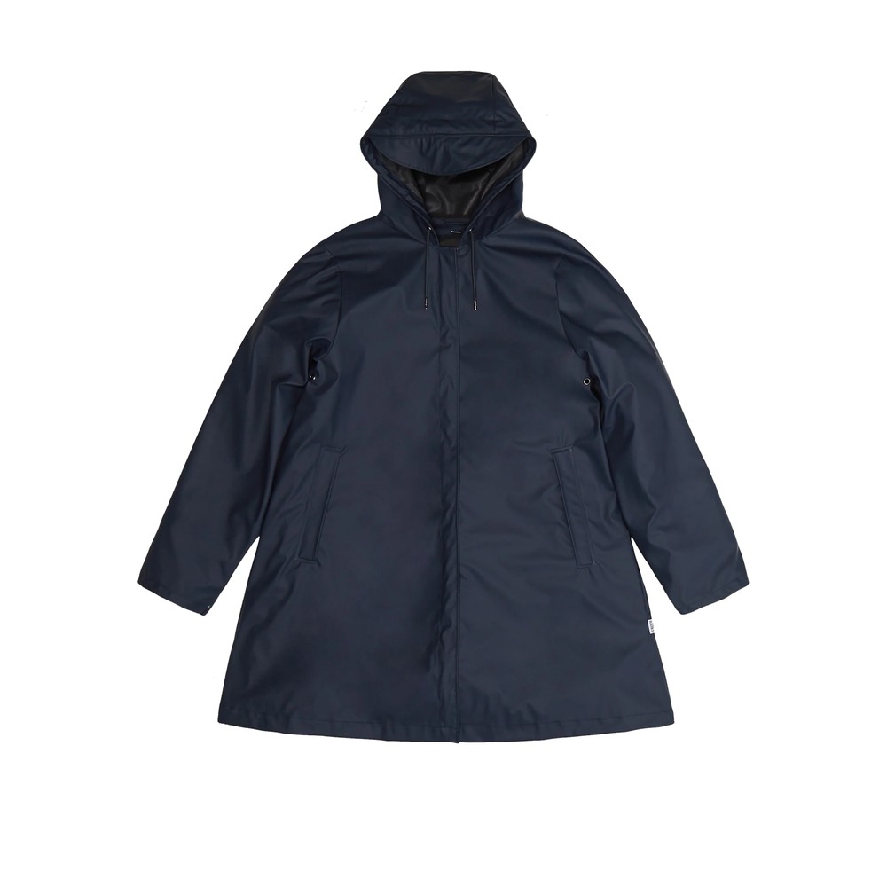 Rains Women's Grey Waterproof A-Line W Jacket - Navy Small